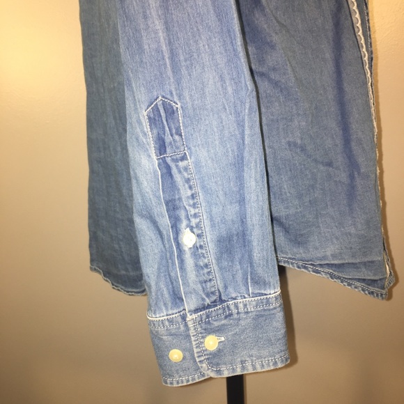 Lauren Ralph Lauren Jeans Co. Cotton Button Up Pin Tuck Long Sleeve Top Size 10 - Picture 9 of 15